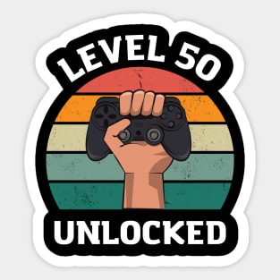 Level 50 Unlocked Birthday 50 T-shirt Sticker